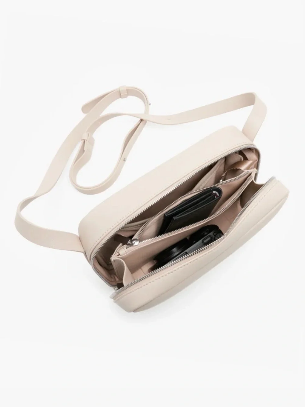 Monos Metro Light Ivory Leather Crossbody Bag